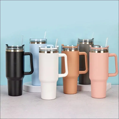 Large capacity Bingba Cup Car with portable handle, stainless steel insulation, and 40oz capacity, available in various colors.