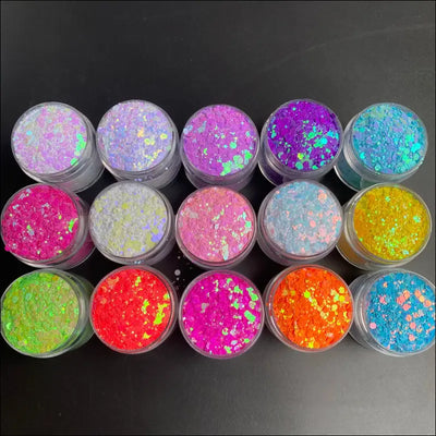 2oz (57g) Shaker Bulk Opal Chunky Nail Sequins Mixed Sizes Neon Pearl - Other