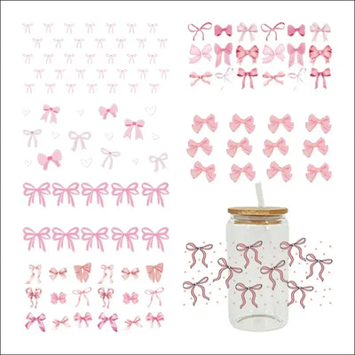 3D UV DTF Transfers Stickers 16oz Cup Wraps Cartoon Bow Printed - Other