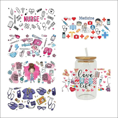 3D UV DTF Transfers Stickers 16oz Cup Wraps Doctor Nurse Health Care - Other