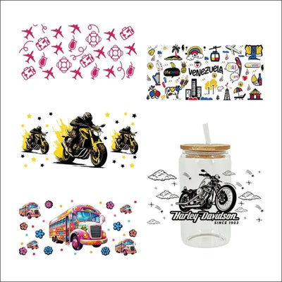 3D UV DTF Transfers Stickers 16oz Cup Wraps Motorcycle Car Plane - Other