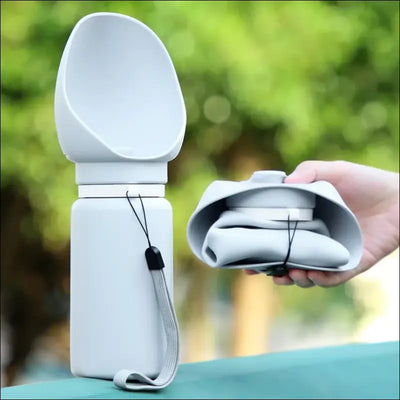 550ml Folding Pet Outdoor Walking Mug Portable Travel Water Bottle - Light Grey - Other