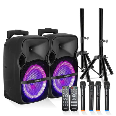5Core 8 Inch PA Portable Bluetooth Party Speaker Karaoke Boombox + 2 - Audio & Video