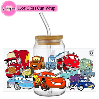 Cars UV DTF Cup Wrap Transfer Sticker for 16oz Libbey DIY Logo - Other