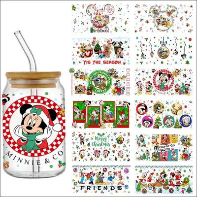 Christmas Disney Mickey Minnie 16OZ UV DTF Cup Wraps Transfer Sticker - Other