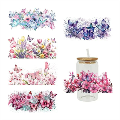 Colorful Butterfly Patterns Uv Dtf Cup Wrap Iron On Transfer For Glass - Other