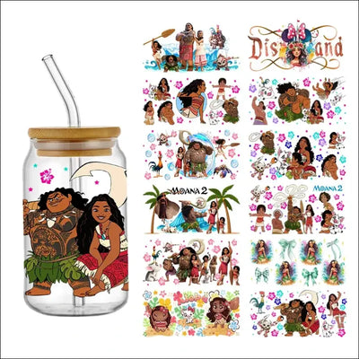 Disney Moana 2 Princess 16oz Sticker Cup Cool Personalize UV Wrap - Other