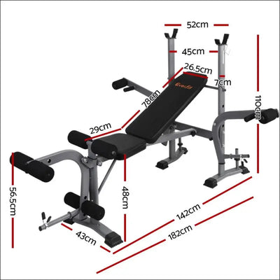 Everfit Weight Bench 8 in 1 Press Adjustable Home Gym Station - & Garden