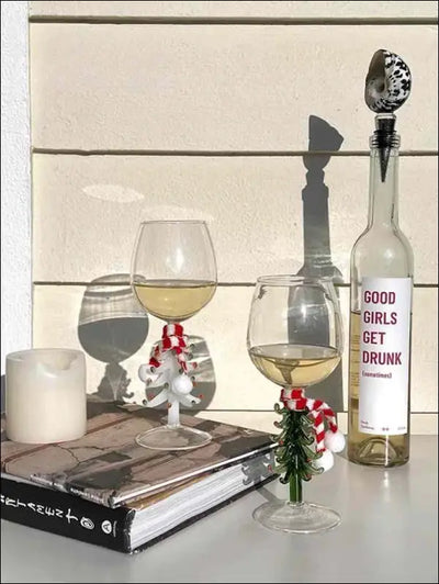 Handblown Christmas Tree Wine Glasses Set of 2 Pcs - Home Decor