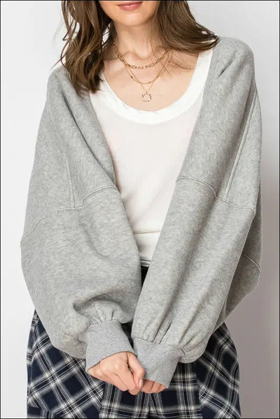 LONG SLEEVE SHRUG CARDIGAN - Women’s Clothing