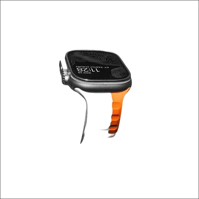 Soft silicone band in orange and black for Apple Watch Ultra and Series 8 7 6 5 models