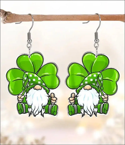ST PATRICK DAY THEME GNOME ACRYLIC EARRING - Jewelry & Watches